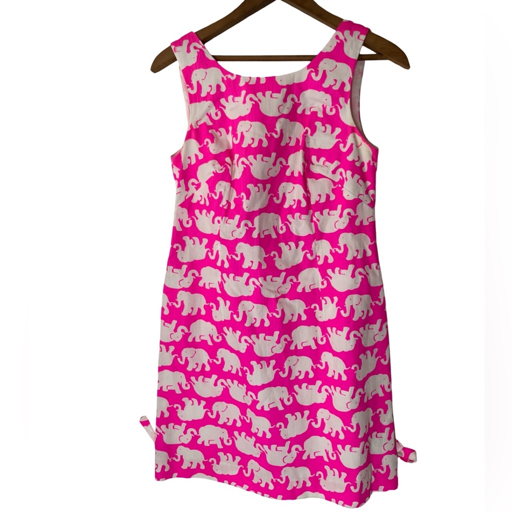 Lilly Pulitzer Delia Shift Dress - Tusk in Sun Pink Elephant Sleeveless Size 0